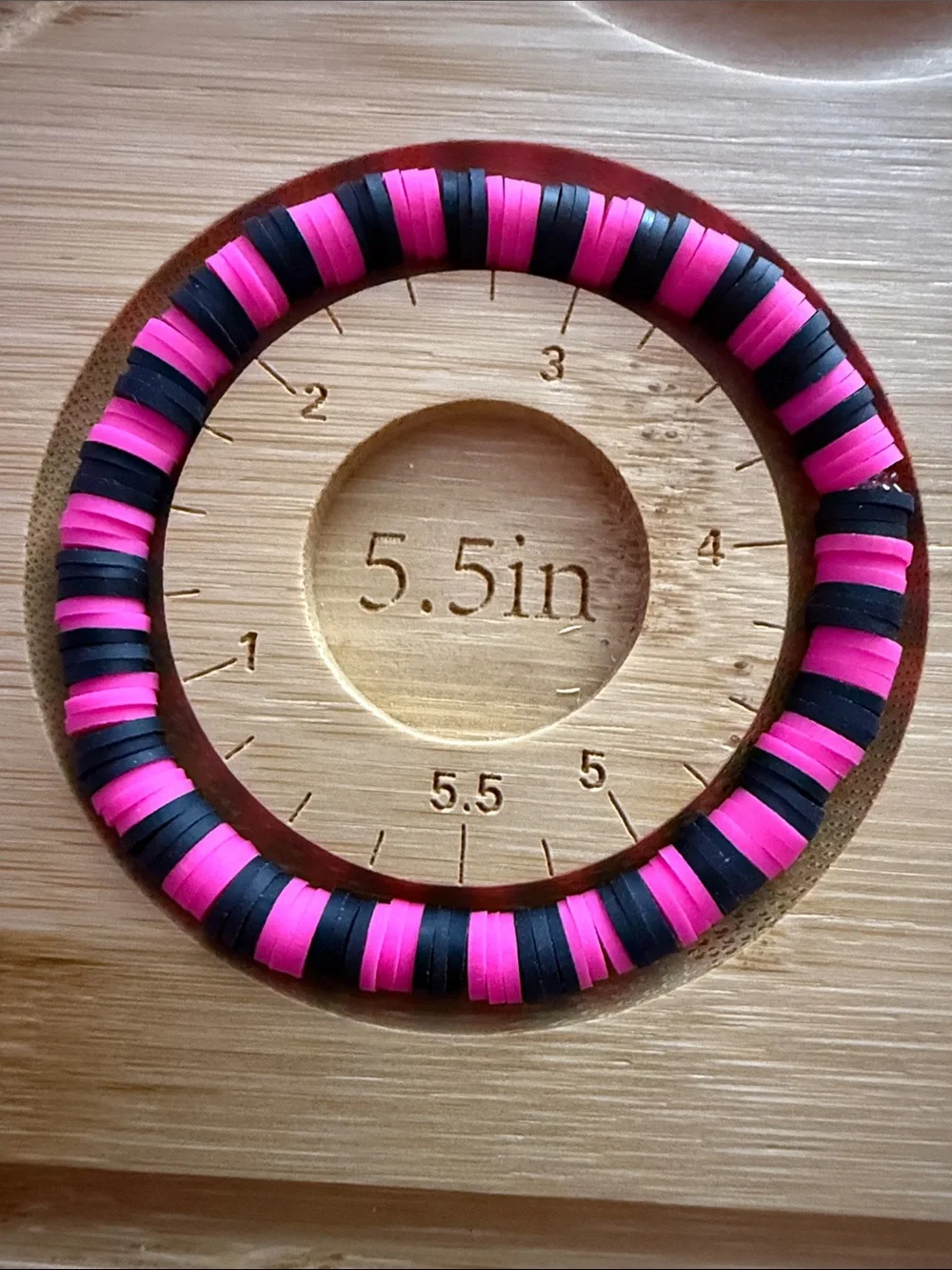 Pink and Black Stripe Resin Bangle Bracelet